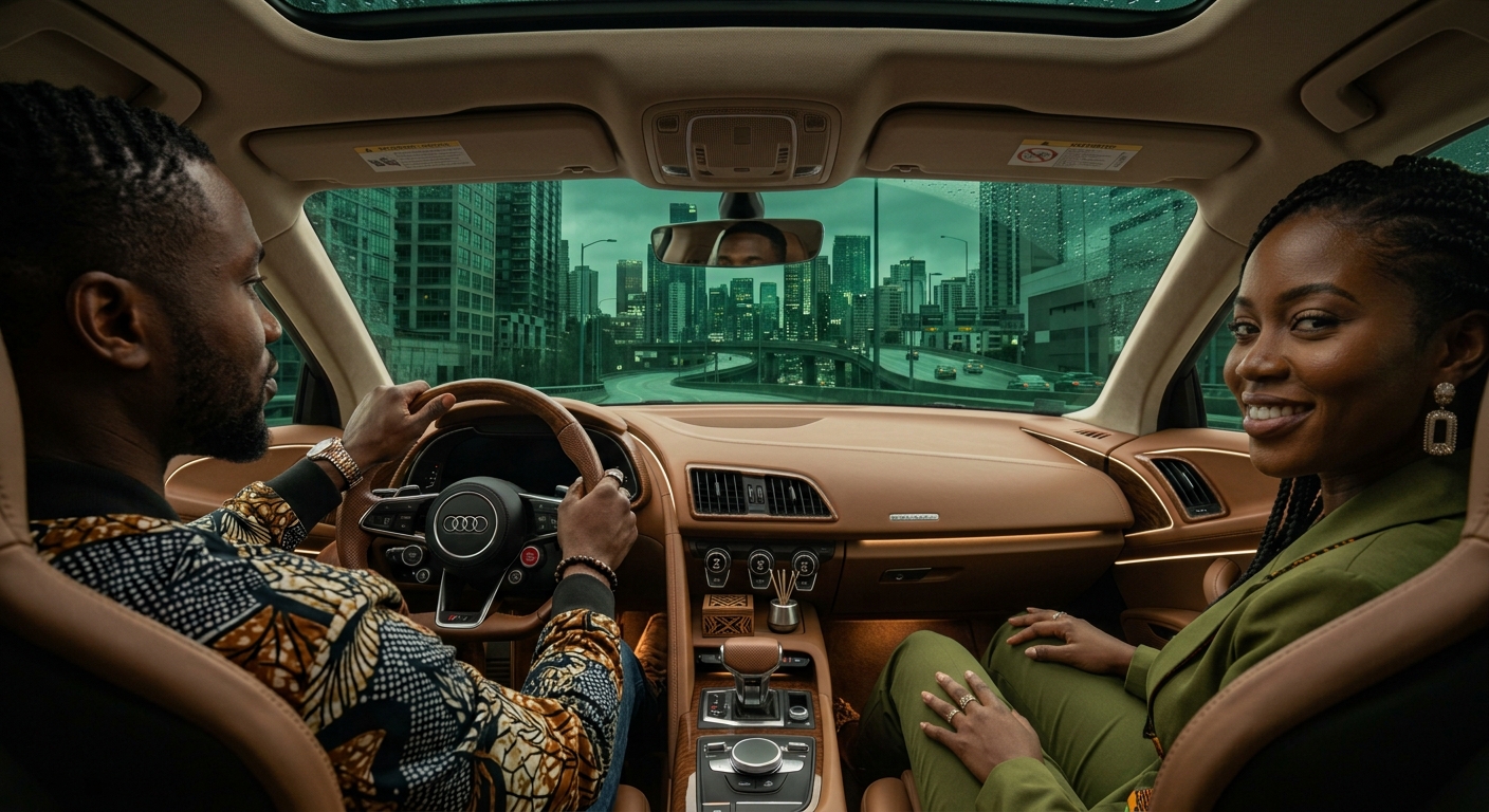 Driver and passenger inside a MyRoader vehicle